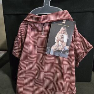 NWT Small Pet Dog Jessica Simpson Red and White Striped Checker Shirt
